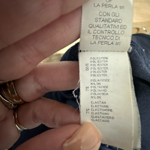 La Perla Deep Navy Satin Lace Chemise Slip Dress Size 4 - Picture 6 of 8